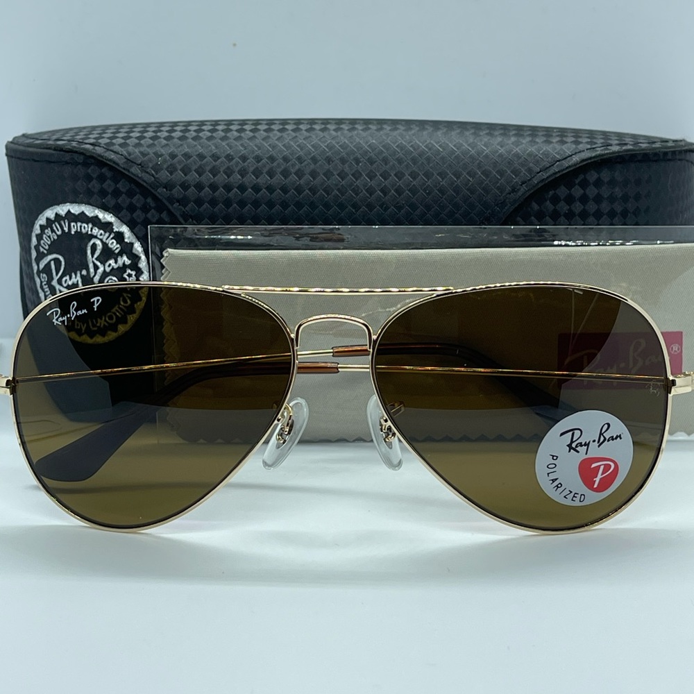 New Rayban Aviator Polarized 3025 Gold/Brown Polar